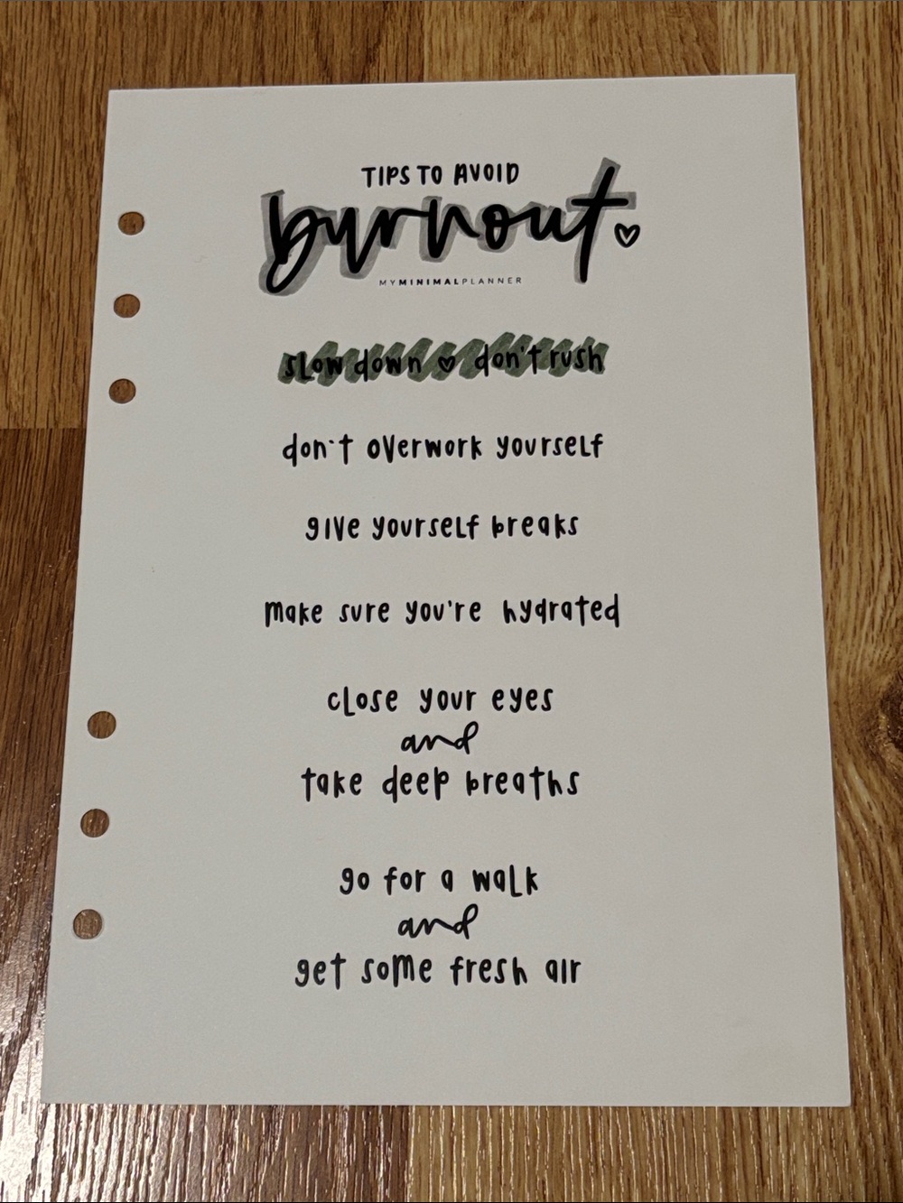 Tips to Avoid Burnout Dashboard for A5 Discbound Planners